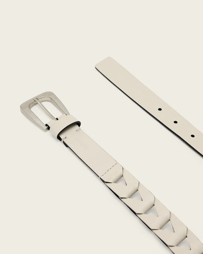 AllSaints Sage Cut Out Leather Belt Women's Gypsum White Women's