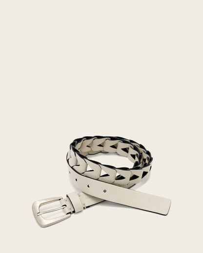 AllSaints Sage Cut Out Leather Belt Women's Gypsum White Women's