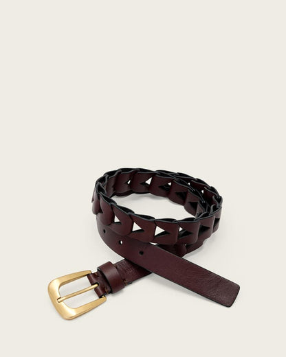 AllSaints Sage Cut Out Leather Belt Women's Gypsum White Women's