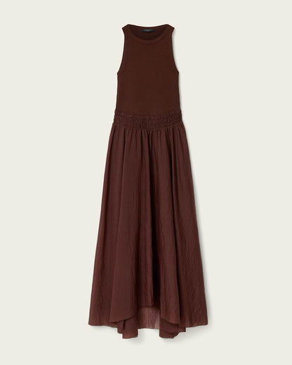 AllSaints Zenia Sleeveless Asymmetric Midi Dress Women's Black Women's