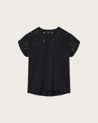 AllSaints Anna Snake Print Devore T Shirt Women's Black Women's
