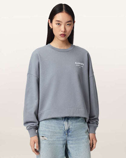 AllSaints Dreamer Lila Oversized Cotton Sweatshirt Women's Quarry Blue Women's