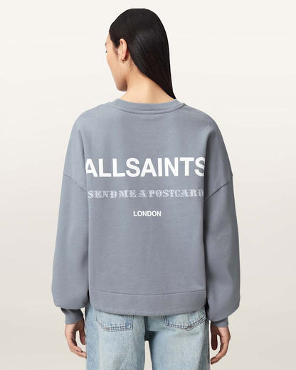 AllSaints Dreamer Lila Oversized Cotton Sweatshirt Women's Quarry Blue Women's