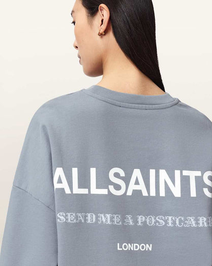 AllSaints Dreamer Lila Oversized Cotton Sweatshirt Women's Quarry Blue Women's