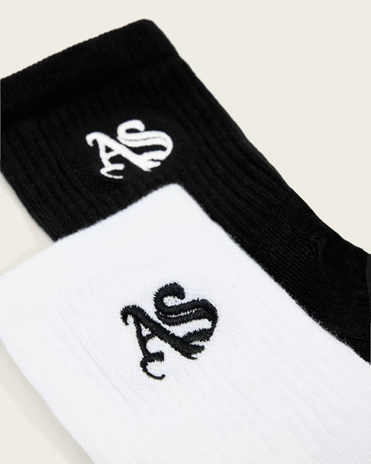 AllSaints Joss Gothic 2 Pack Socks Women's Black/White Women's