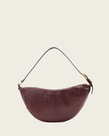 AllSaints Luna Slouchy Leather Shoulder Bag Women's Dark Red Women's