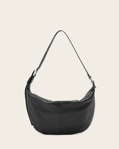 AllSaints Luna Slouchy Leather Shoulder Bag Women's Black/Silver Women's