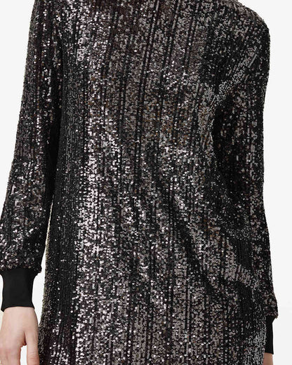AllSaints Solstice Long Sleeve Sequin Mini Dress Women's Black Women's