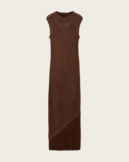 AllSaints Jessie Slim Fit Knitted Midi Dress Women's Burnt Brown Women's