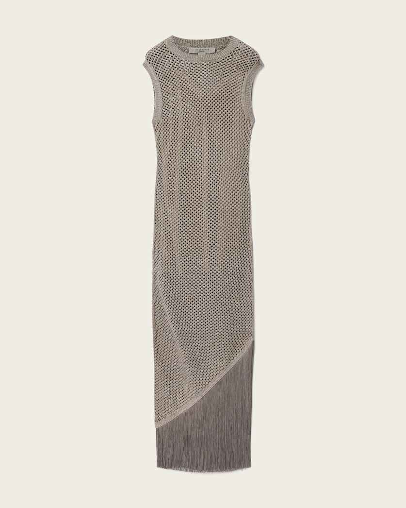 AllSaints Jessie Slim Fit Knitted Midi Dress Women's Burnt Brown Women's
