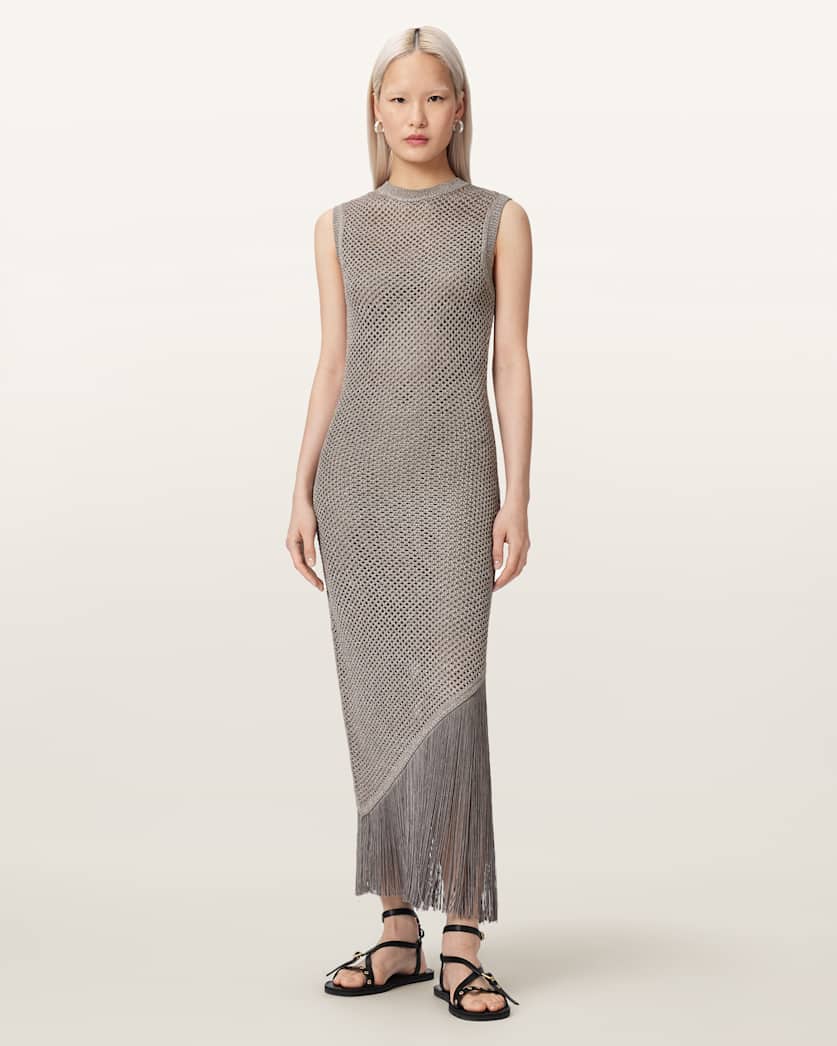 AllSaints Jessie Slim Fit Knitted Midi Dress Women's Burnt Brown Women's
