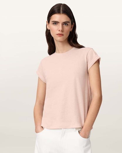 AllSaints Anna Crew Neck Short Sleeve T Shirt Women's Cognac Brown Women's