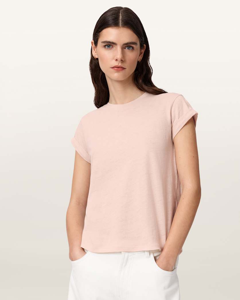 AllSaints Anna Crew Neck Short Sleeve T Shirt Women's Cognac Brown Women's