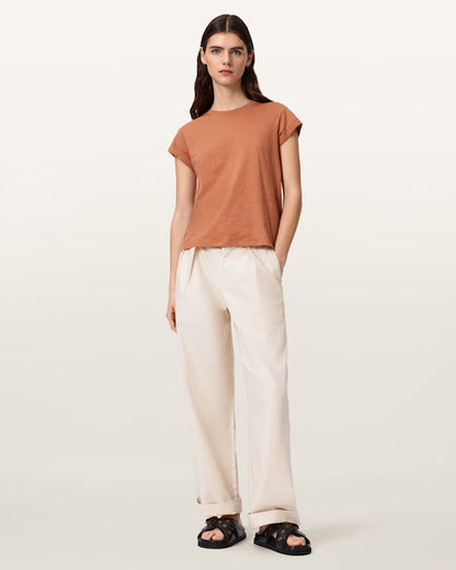 AllSaints Anna Crew Neck Short Sleeve T Shirt Women's Cognac Brown Women's