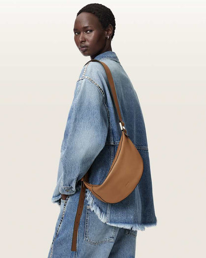 AllSaints Luna Slouchy Leather Crossbody Bag Women's Toffee Brown Women's