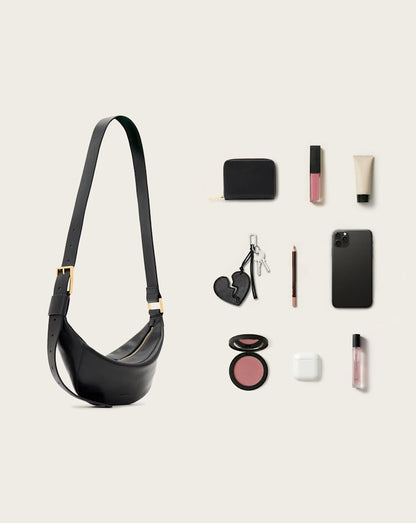 AllSaints Luna Slouchy Leather Crossbody Bag Women's Black Women's