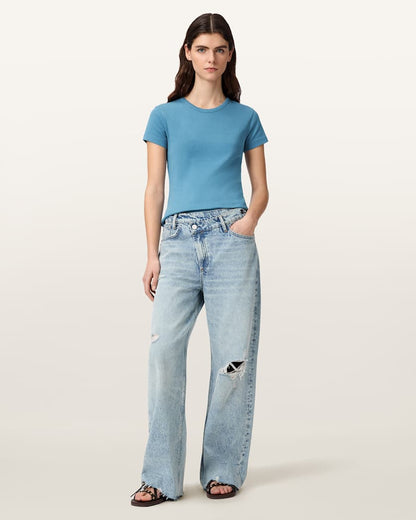 AllSaints Stevie Slim Fit Short Sleeve T Shirt Women's Hay Yellow Women's