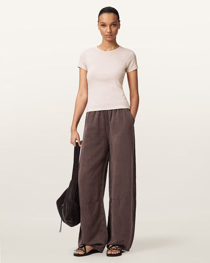 AllSaints Stevie Slim Fit Short Sleeve T Shirt Women's Hay Yellow Women's
