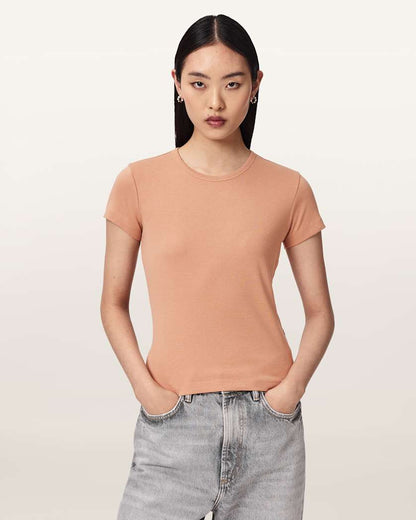 AllSaints Stevie Slim Fit Short Sleeve T Shirt Women's Hay Yellow Women's