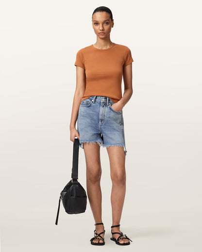 AllSaints Stevie Slim Fit Short Sleeve T Shirt Women's Hay Yellow Women's
