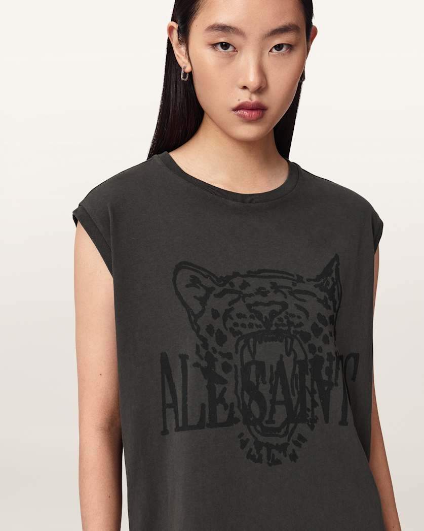AllSaints Wild Brooke Relaxed Fit Mini T Shirt Dress Women's Washed Grey Women's
