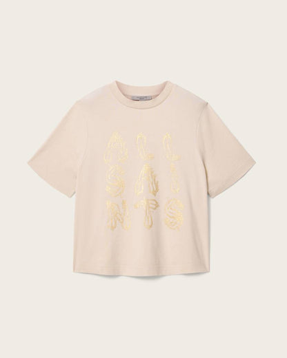 AllSaints Ella Lisa Boxy Embellished T Shirt Women's Dove White Women's