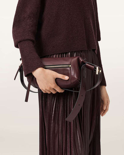 AllSaints Vega Leather Mini Bag Women's Dark Red Women's