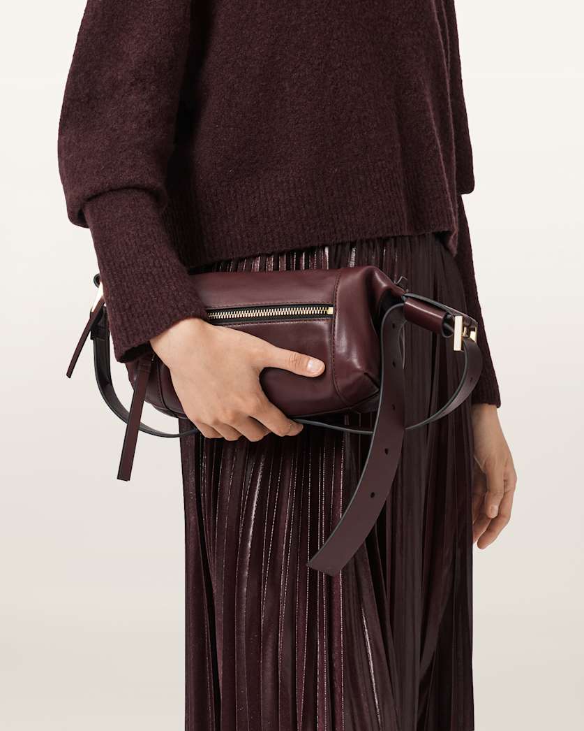 AllSaints Vega Leather Mini Bag Women's Dark Red Women's