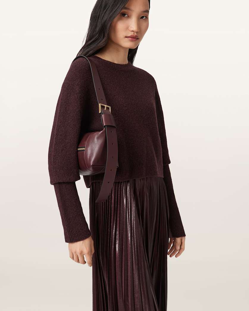 AllSaints Vega Leather Mini Bag Women's Dark Red Women's