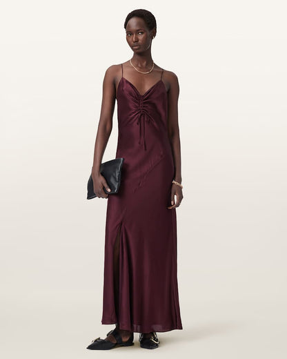 AllSaints Alexia Sleeveless Maxi Dress Women's Oxblood Red Women's