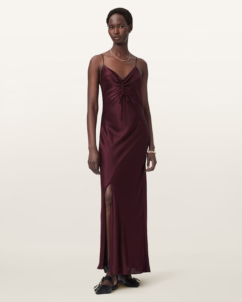AllSaints Alexia Sleeveless Maxi Dress Women's Oxblood Red Women's