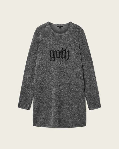 AllSaints Deetz Metallic Long Sleeve Mini Dress Women's Foggy Silver Women's