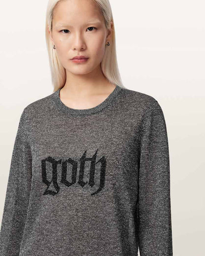 AllSaints Deetz Metallic Long Sleeve Mini Dress Women's Foggy Silver Women's