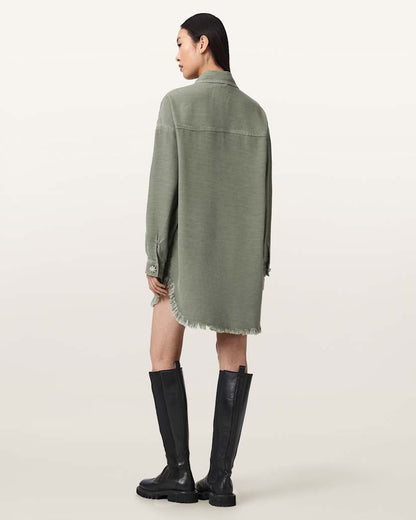 AllSaints Hettie Oversized Long Sleeve Shacket Dress Women's Vintage Khaki Women's