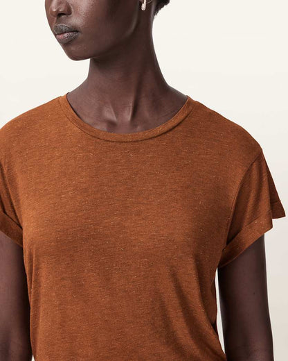 AllSaints Anna Short Sleeve Shimmer T Shirt Women's Khaki Green Women's