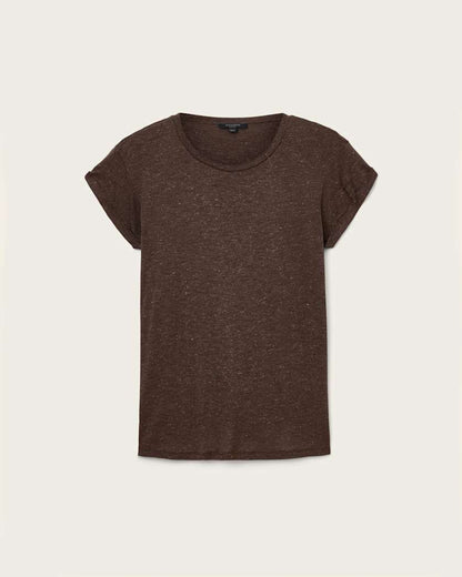 AllSaints Anna Short Sleeve Shimmer T Shirt Women's Khaki Green Women's