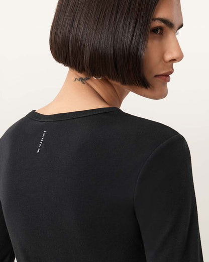 AllSaints Stevie Slim Fit Long Sleeve T Shirt Women's Black Women's