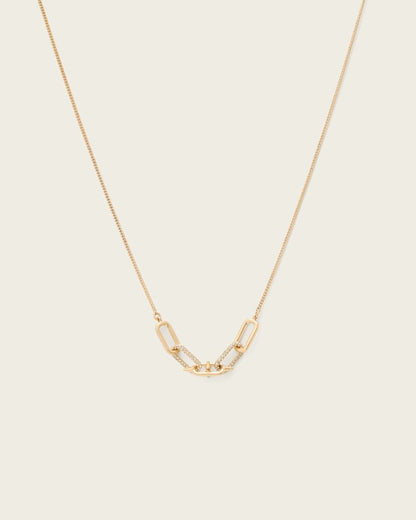 AllSaints Laio Pave Link Necklace Women's Warm Brass Women's