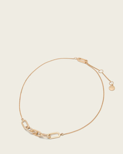 AllSaints Laio Pave Link Necklace Women's Warm Brass Women's