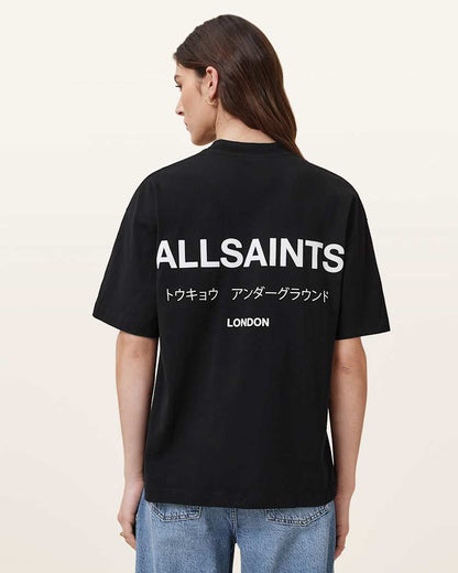 AllSaints Underground Etta Oversized T Shirt Women's Black Women's