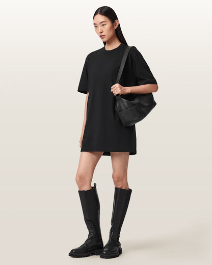 AllSaints Fuse Appliqu Cotton T Shirt Dress Women's Black Women's