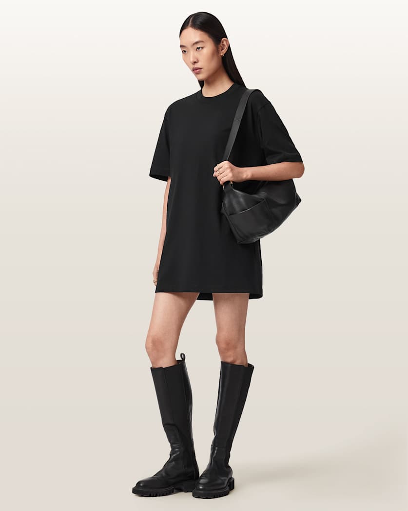 AllSaints Fuse Appliqu Cotton T Shirt Dress Women's Black Women's