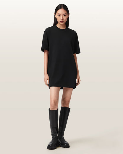 AllSaints Fuse Appliqu Cotton T Shirt Dress Women's Black Women's