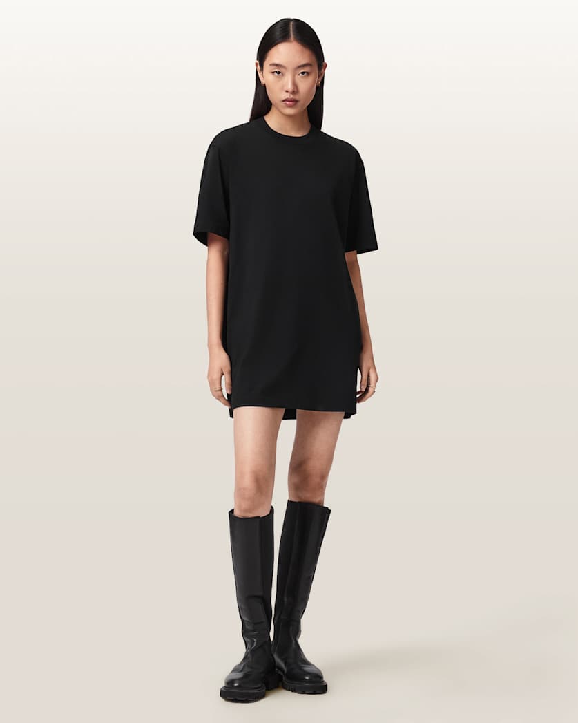 AllSaints Fuse Appliqu Cotton T Shirt Dress Women's Black Women's