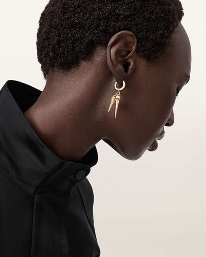 AllSaints Laio Double Spike Earrings Women's Warm Brass Women's