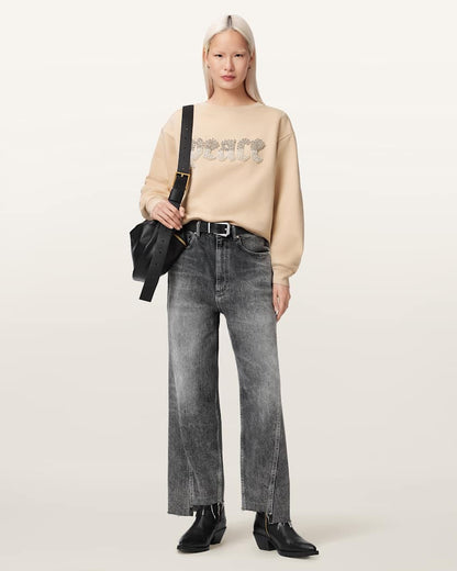 AllSaints Peace Pippa Embellished Sweatshirt Women's Sandy White Women's