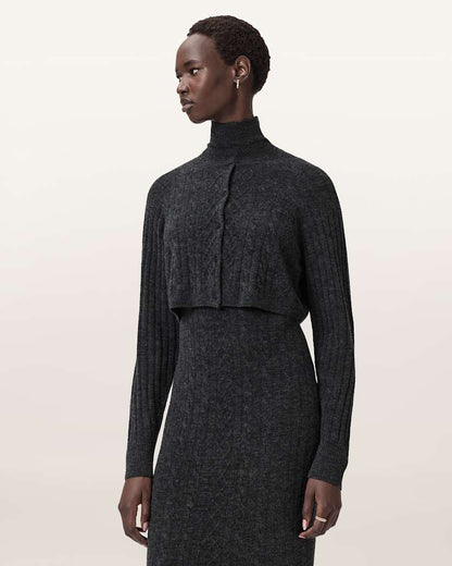 AllSaints Sabine 2 In 1 Maxi Dress Women's Charcoal Grey Women's