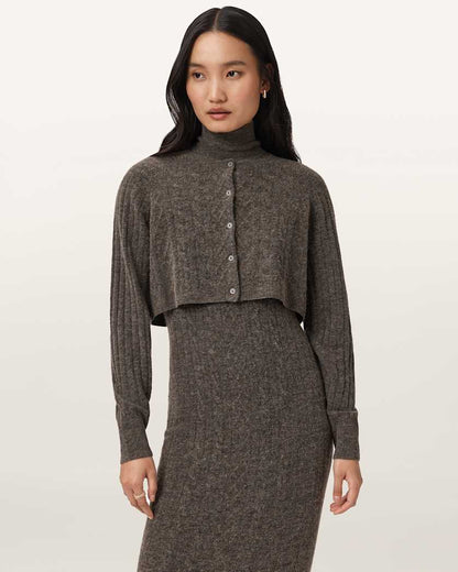 AllSaints Sabine 2 In 1 Maxi Dress Women's Charcoal Grey Women's