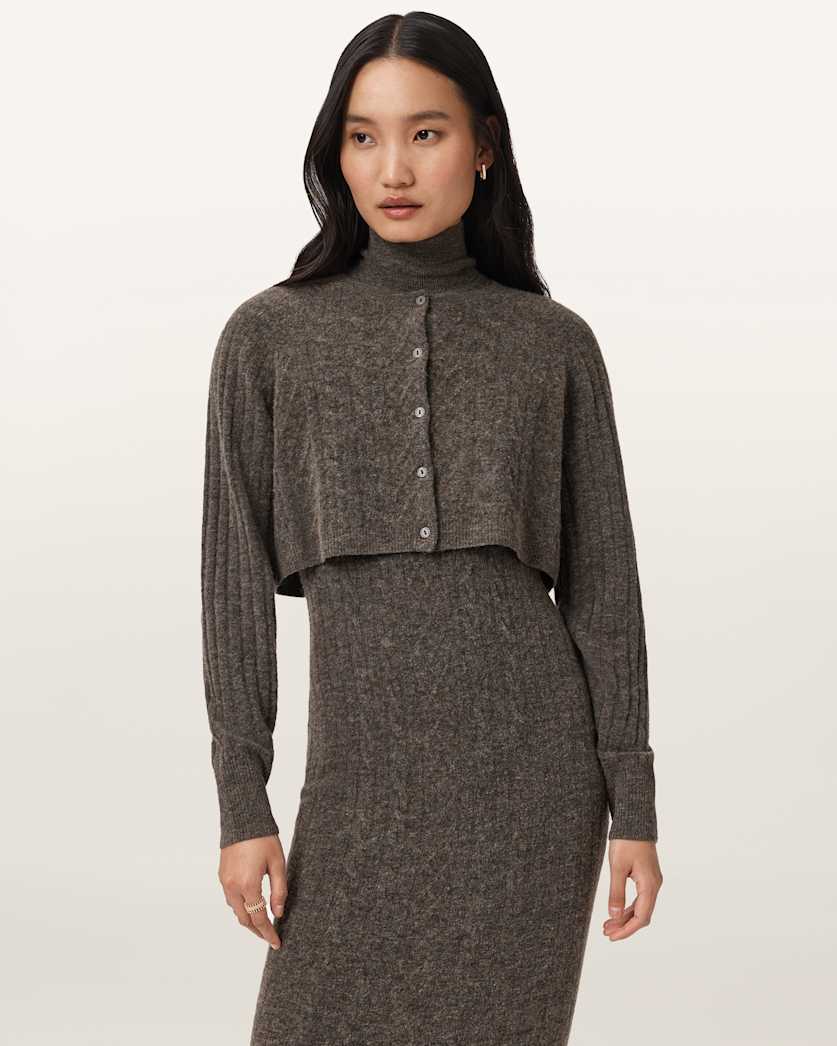 AllSaints Sabine 2 In 1 Maxi Dress Women's Charcoal Grey Women's