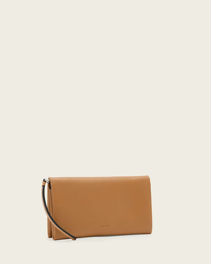 AllSaints Harluna Leather Clutch Bag Women's Toffee Brown Women's